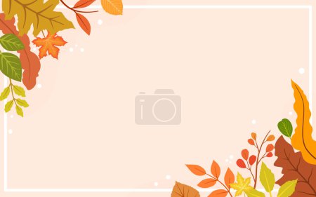 Illustration for Autumn season leaves and frame vector design - Royalty Free Image