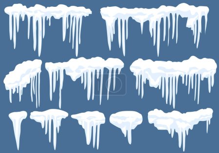 ice collection. ice icicles set. vector illustration of winter snow collection