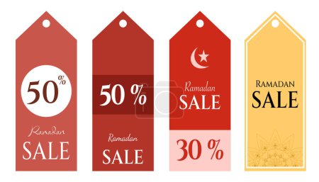 Ilustración de Ramadán venta etiquetas de descuento con conjunto de diferentes etiquetas. - Imagen libre de derechos