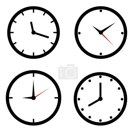 Téléchargez les illustrations : Ensemble de quatre horloges sur fond blanc - en licence libre de droit
