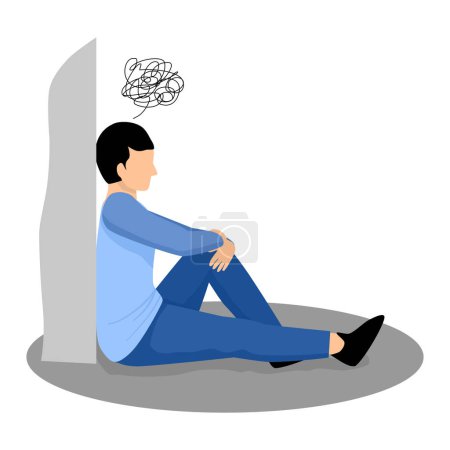 Illustration for Man sitting on the floor - Royalty Free Image