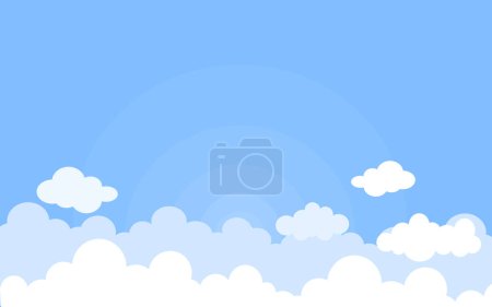 Illustration for Blue sky with white clouds paper cut background - Royalty Free Image