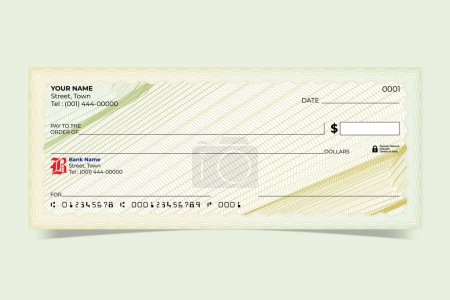 Ilustración de Plantilla de cheque bancario en blanco con Guilloche-Vector - Imagen libre de derechos