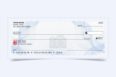 Illustration for Blank bank check template with Guilloche-Vector - Royalty Free Image