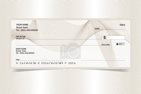 Illustration for Blank Check with waves line background free space for text, vector - Royalty Free Image