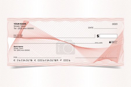 Diseño de cheque del banco en blanco, diseño de guilloche, patrón de guilloche con vector