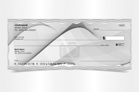 Bank Cheque with guilloche and weave line vector template