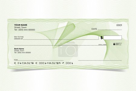 Bank Cheque with guilloche and weave line vector template