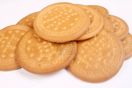 Photo for Round biscuits on a white background - Royalty Free Image