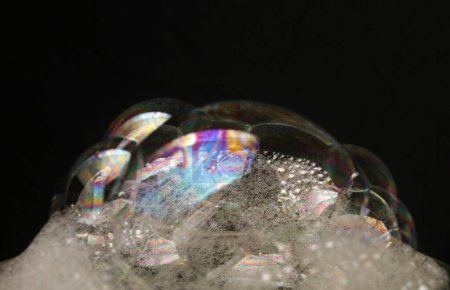 Photo for Soap bubbles on a black background - Royalty Free Image