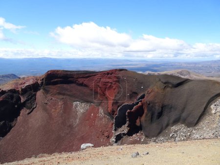 on the Tongariro crossing trail, red crater in New Zealand north island