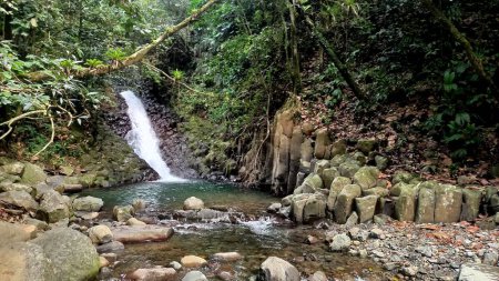 Paradies-Wasserfall, verstecktes Dschungel-Juwel versteckt in Vieux Bewohnern, Guadeloupe