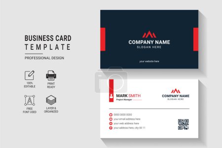  Mehrzweck-moderne Corporate Visitenkarten-Design-Vorlage mit doppelseitiger professioneller Eleganz