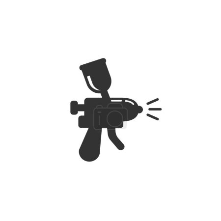 Téléchargez les illustrations : Icône d'un pistolet de pulvérisation de laque dans le vecteur moderne de signe de style plat. - en licence libre de droit