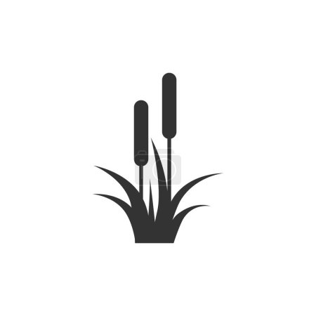 Illustration for Reed, Cattail, Cane. Flat Vector Icon illustration. Simple black symbol on white background. Reed, Cattail, Cane sign design template for web and mobile - Royalty Free Image