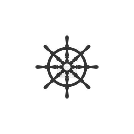 Symbole de logo de volant et d'illustration de barre de bateau et de bateau.