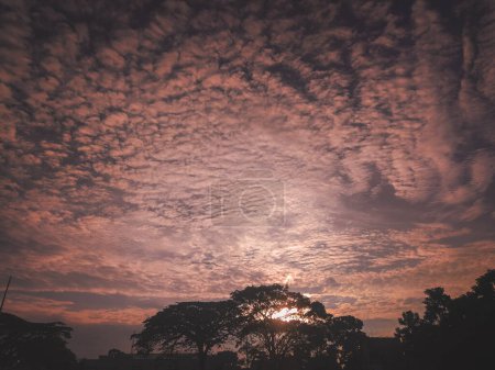 Photo for Dramatic cloudy sky with beautiful pattern and siluet, landscape photography fit for wallpaper, background, etc - Royalty Free Image