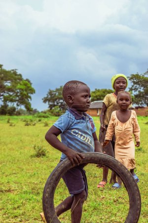 Photo for Abuja, Nigeria - March 6, 2023: African Children having a good time. Goofy moments with Local African Children Outdoor - Royalty Free Image