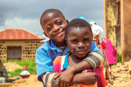 Foto de Abuja, Nigeria - June 5, 2022: Portrait of African Children. Random Candid Moments with African Children. Happy African Children - Imagen libre de derechos