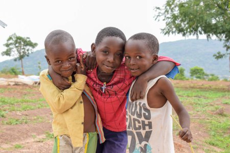 Téléchargez les photos : Lagos, Nigeria - September 5, 2021: Portrait of African Children. Group of Young Friend Having Fun with a Big Smile - en image libre de droit