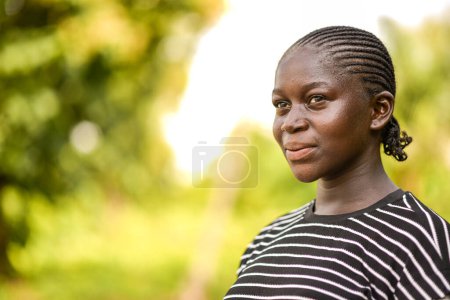 Photo for Abuja Nigeria - June 20, 2023: African Woman with Plated Hair - Royalty Free Image