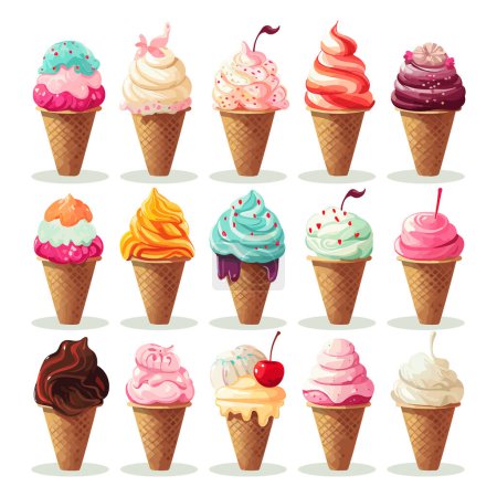 Téléchargez les illustrations : Illustration vectorielle de set de crème glacée - en licence libre de droit