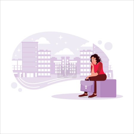 Illustration for Women workers failed and were laid off from work. The concept of unemployment and negative feelings. Trend modern vector flat illustration. - Royalty Free Image
