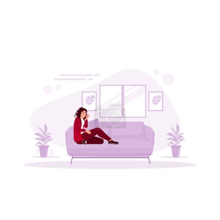 Illustration for A woman is surprised because the computer is broken. A young man has a computer breakdown and a shocked woman. Trend Modern vector flat illustration - Royalty Free Image