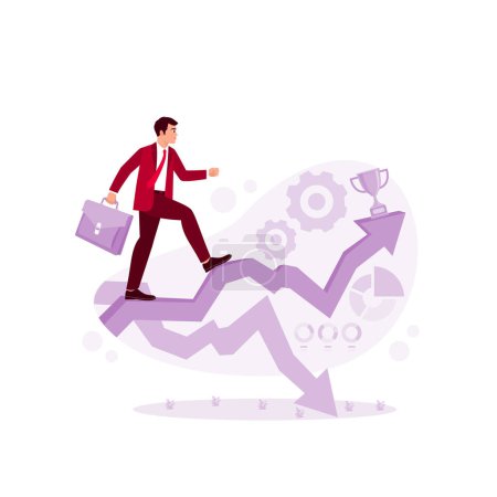 Illustration for Entrepreneurs choose the right direction for the progress of their business. Trend Modern vector flat illustration - Royalty Free Image