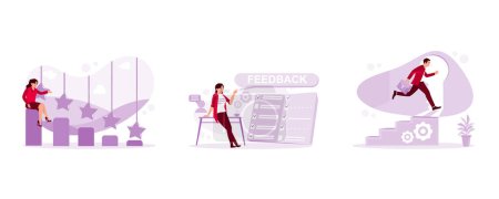 Illustration for Increase in rating or ranking. User experience and customer satisfaction. The concept for success. KPI concept. Set Trend Modern vector flat illustration - Royalty Free Image