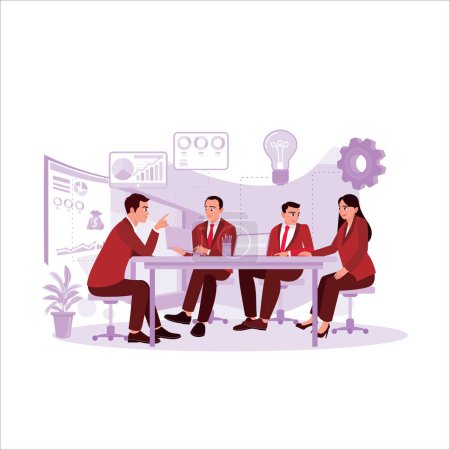 Illustration for Marketing concept. Managers and employees meet in the office to plan marketing improvements. Trend Modern vector flat illustration - Royalty Free Image