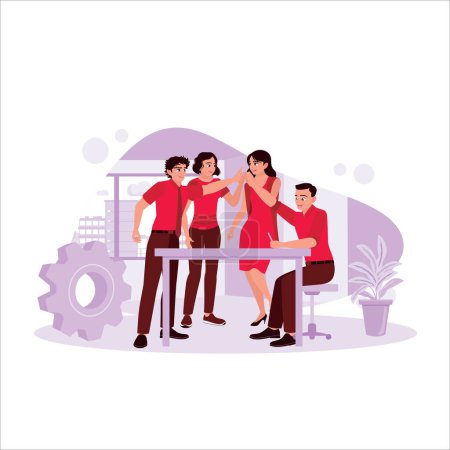 Illustration for Business team meeting in the office and encouraging each other to succeed. Company concept. Trend Modern vector flat illustration - Royalty Free Image