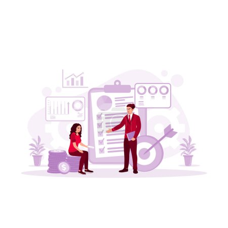 Illustration for Business team planning a new project, discussing successful financial strategies. Accounting concept. Trend Modern vector flat illustration - Royalty Free Image