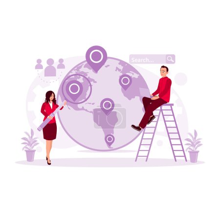 Illustration for Company human resources are looking for job candidates via the Internet. Outsourcing Concept. Trend Modern vector flat illustration - Royalty Free Image