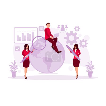 Illustration for Comprehensive workforce recruitment strategy via the Internet. Outsourcing Concept. Trend Modern vector flat illustration - Royalty Free Image