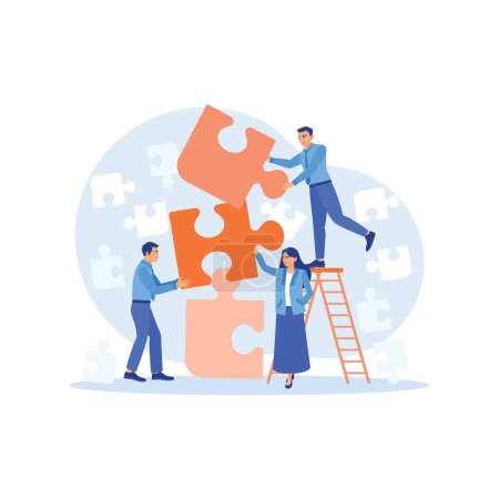 Illustration for A group of employees met to discuss and create a new business project. Work together to solve problems. Employee Making concept. Trend Modern vector flat illustration - Royalty Free Image