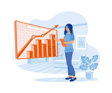 Illustration for The company director presented growth, graphs, statistics and product marketing data. Growth Analysis concept. trend flat vector modern illustration - Royalty Free Image