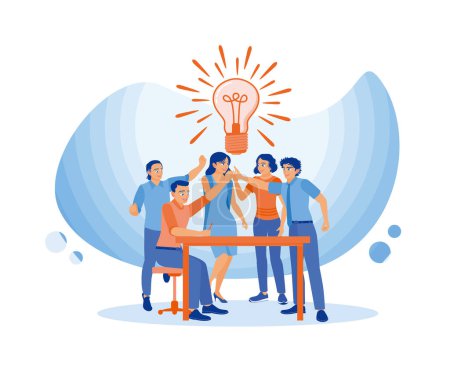 Illustration for Creative people have new ideas to achieve success in a business. Brainstorming. Team communication. flat vector modern illustration - Royalty Free Image