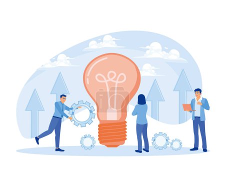 Illustration for Business team working together to start a new business. Business development and creative ideas. Business Idea concept. Flat vector illustration. - Royalty Free Image