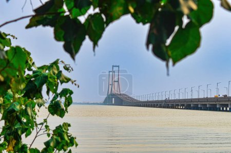 landscape of the Suramadu National Bridge which divides the Madura Strait