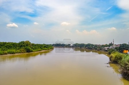 View of the Bengawan Solo River from the top of the bridge
