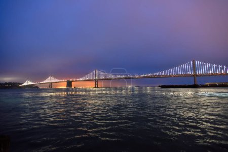 Photo for The Beautiful San Francisco-Oakland Bay Bridge by Night - California, USA - Royalty Free Image