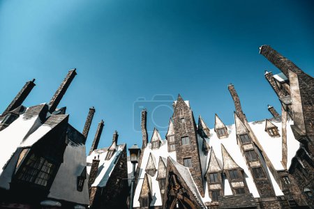 Roofs of Hogsmeade Village at the Wizarding World of Harry Potter area in Universal Studios Hollywood - Los Angeles, California