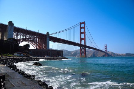 Photo for The Golden Gate Bridge and Fort Point seen from Marine Dr - San Francisco, California - Royalty Free Image