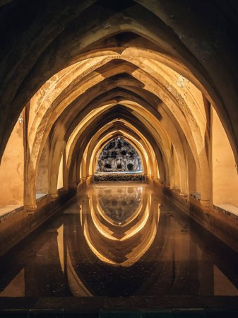 Photo for Baths of Lady Maria de Padilla in the cellars of the Real Alcazar de Seville, Andalusia, Spain - Royalty Free Image