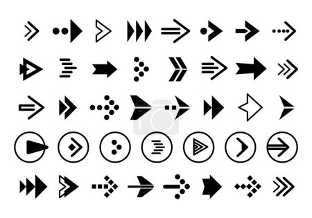 Illustration for Big set of arrows black icon on a white background. Arrow icon. Collection of vector arrows. Arrow. Cursor. Modern simple arrows. Vector illustration for website - Royalty Free Image