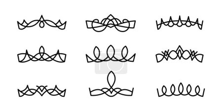 Ilustración de Conjunto de iconos de corona negra, diadema. Colección de silueta de corona lineal simple. Ilustración vectorial - Imagen libre de derechos