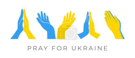 Ilustración de Juego de manos en oración por Ucrania. Color amarillo y azul. Ilustración vectorial - Imagen libre de derechos