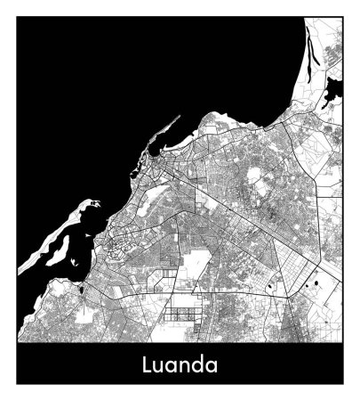 Ilustración de Mapa de Luanda mínimo (Angola África) - Imagen libre de derechos