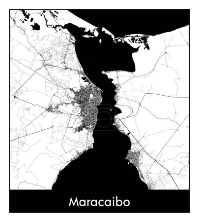 Illustration for Maracaibo Venezuela South America City map black white vector illustration - Royalty Free Image